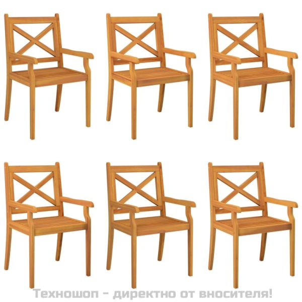 Градински трапезни столове, 6 бр, акация масив