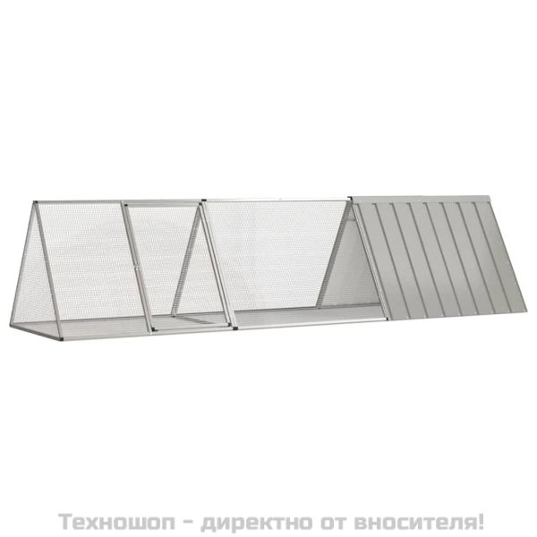 Клетка за зайци, сива, 302,5x80,5x71 см, поцинкована стомана