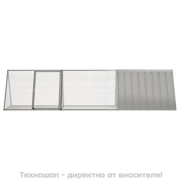 Клетка за зайци, сива, 302,5x80,5x71 см, поцинкована стомана