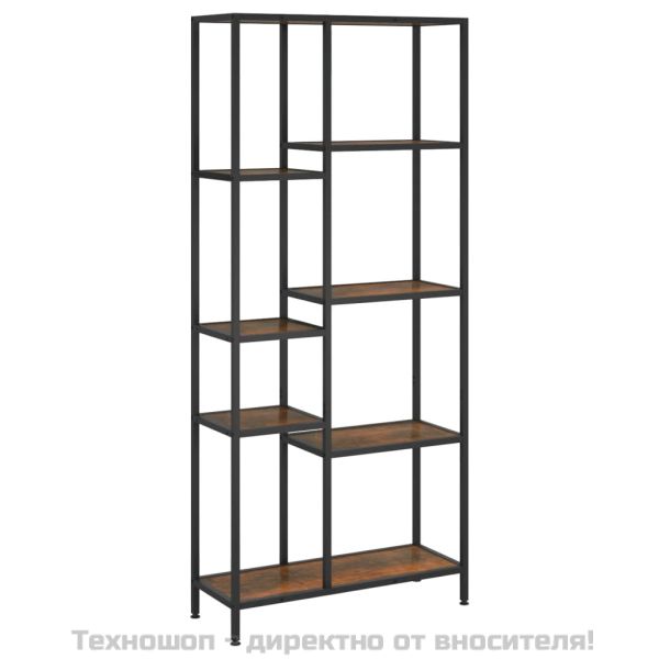 Етажерка за книги 80x30x180 см стомана и инженерно дърво