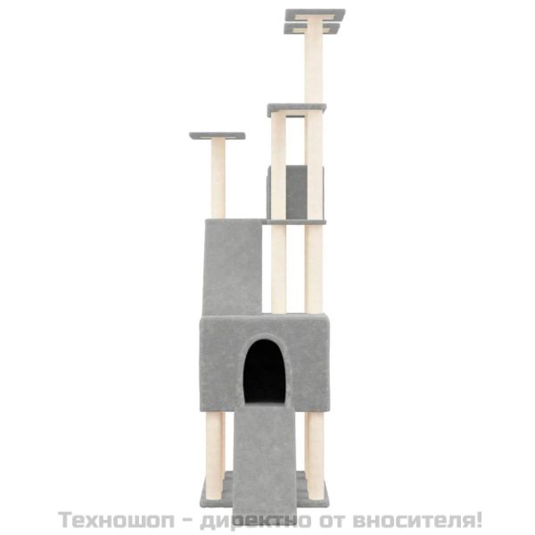Котешко дърво със сизалени стълбове, светлосиво, 190 см