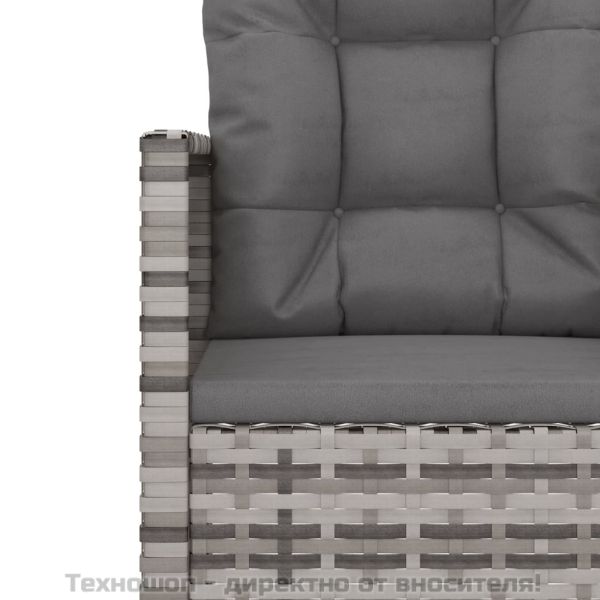 Лаундж комплект за открито с възглавници 3 части полиратан сив