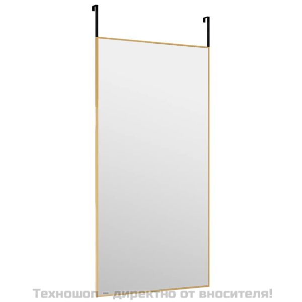 Огледало за врата, златисто, 40x80 см, стъкло и алуминий