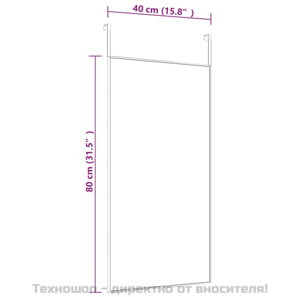 Огледало за врата, златисто, 40x80 см, стъкло и алуминий