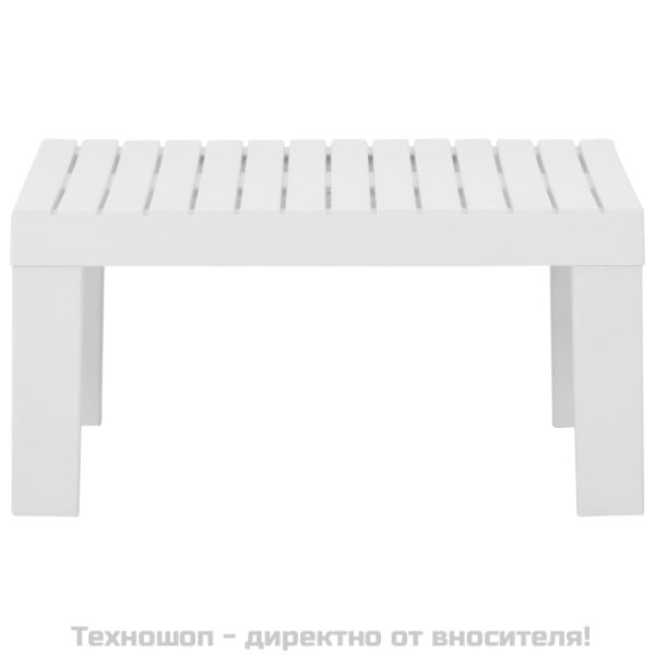 Градински лаундж комплект с възглавници 2 части пластмаса бял