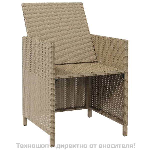 Градински столове с възглавници, 4 бр, полиратан, бежови