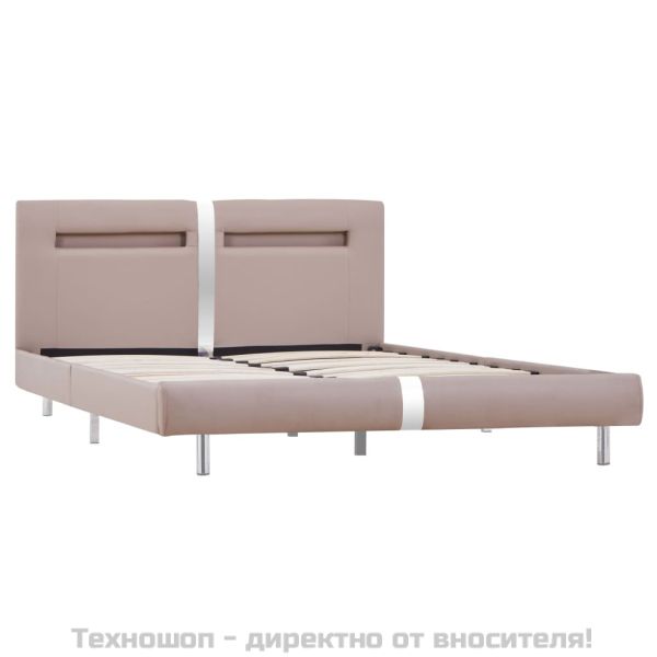 Рамка за легло с LED, капучино, изкуствена кожа, 120x200 cм