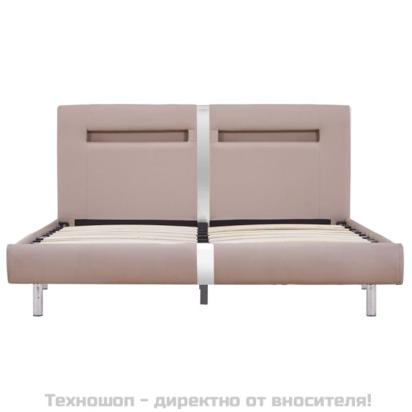 Рамка за легло с LED, капучино, изкуствена кожа, 120x200 cм