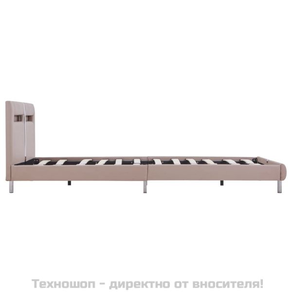 Рамка за легло с LED, капучино, изкуствена кожа, 120x200 cм