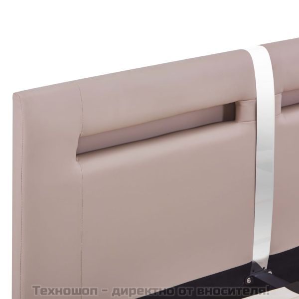 Рамка за легло с LED, капучино, изкуствена кожа, 120x200 cм