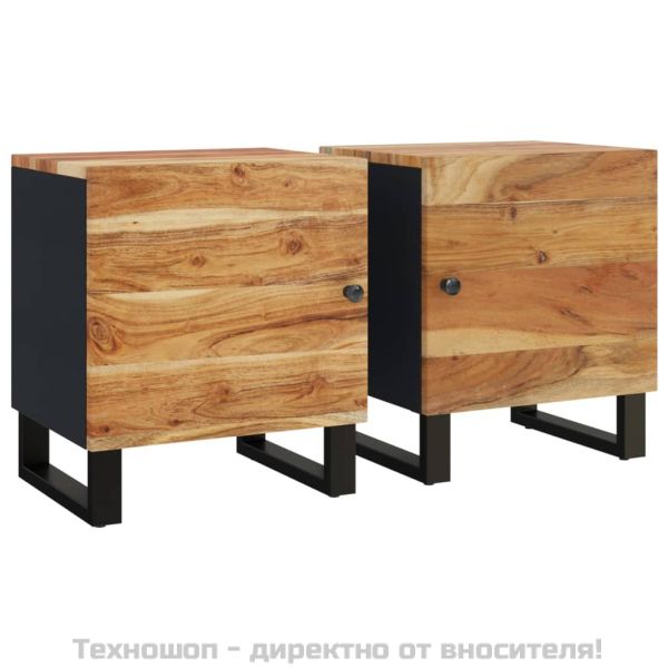 Нощни шкафчета, 2 бр, 40x33x46 см, акация масив