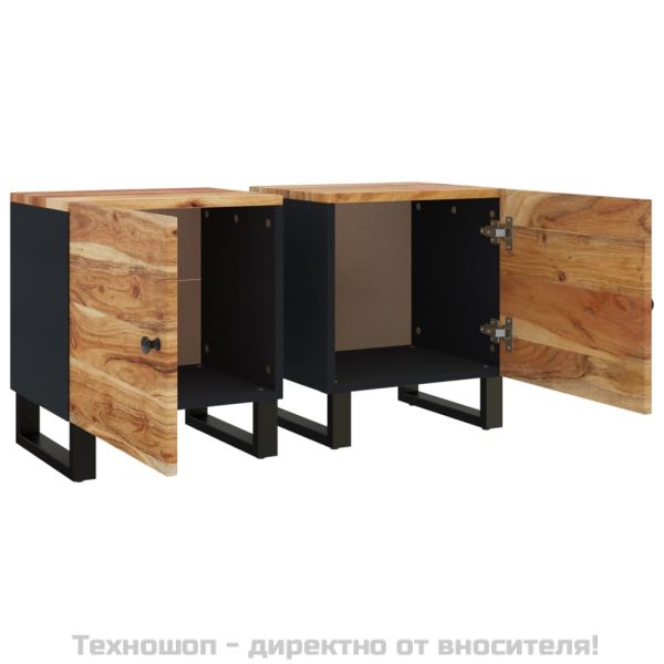 Нощни шкафчета, 2 бр, 40x33x46 см, акация масив
