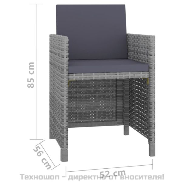 Градински комплект с възглавници, 9 части, полиратан, антрацит