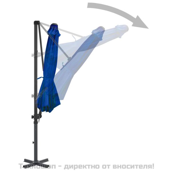 Конзолен градински чадър с алуминиев прът, лазурносиньо, 300 см