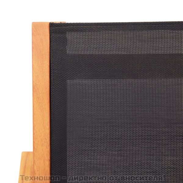 Градински релакс стол черен евкалиптово дърво масив и textilene