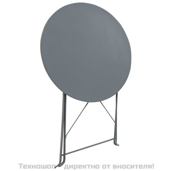 Градински бистро комплект, 3 части, стомана, сив