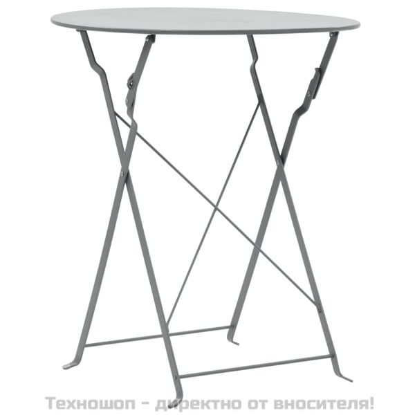 Градински бистро комплект, 3 части, стомана, сив