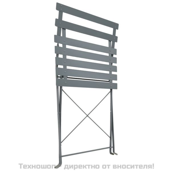 Градински бистро комплект, 3 части, стомана, сив