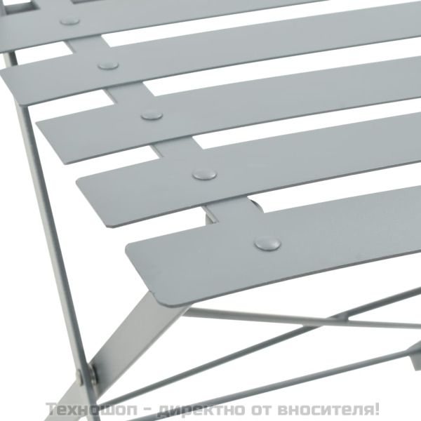 Градински бистро комплект, 3 части, стомана, сив