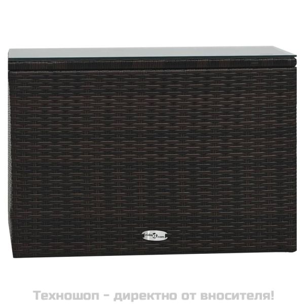 Градински комплект с възглавници, 5 части, кафяв полиратан