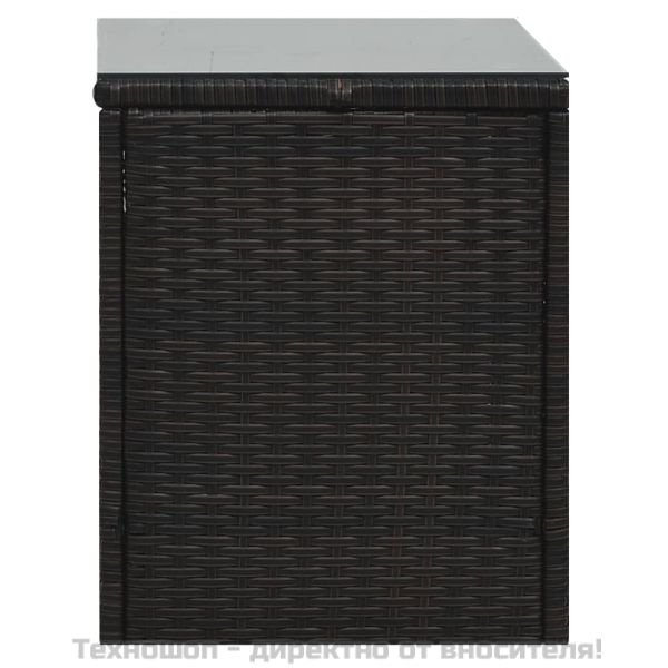 Градински комплект с възглавници, 5 части, кафяв полиратан