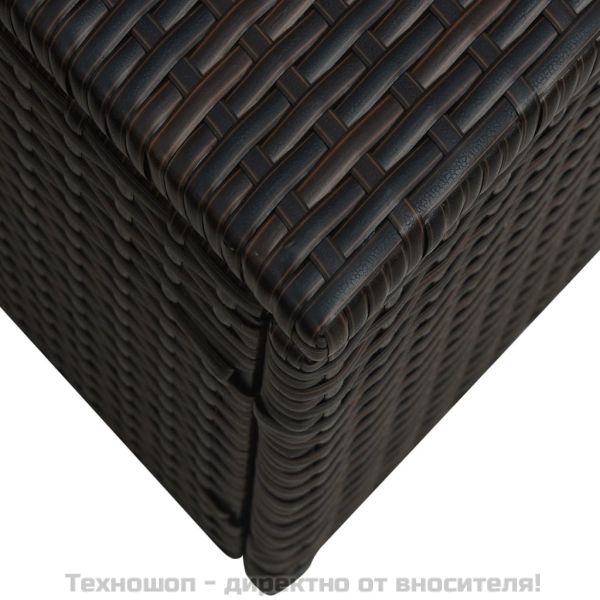 Градински комплект с възглавници, 5 части, кафяв полиратан