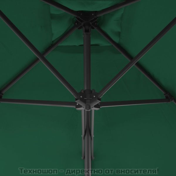 Градински чадър със стоманен прът, 300 см, зелен