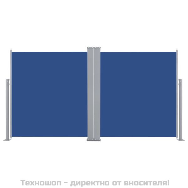 Прибираща се странична тента, синя, 100x600 см