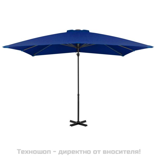 Конзолен градински чадър с алуминиев прът лазурносин 250x250 см