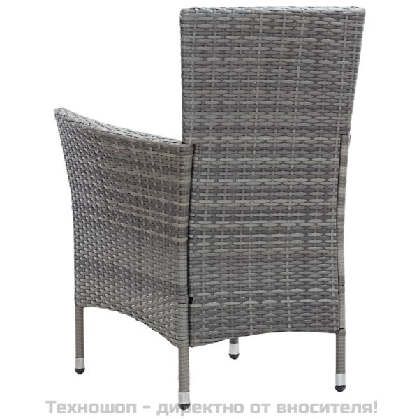 Градински комплект с възглавници, 9 части, полиратан, сив