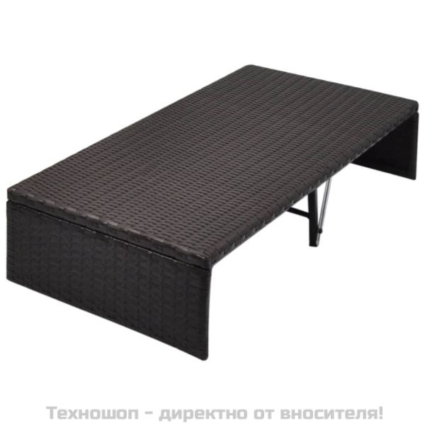 Градинско легло с балдахин, кафяво, 190x130 см, полиратан