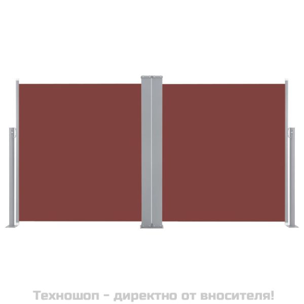 Прибираща се странична тента, кафява, 100x600 см