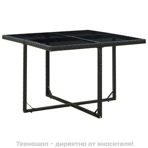 Градински комплект с възглавници, 5 части, полиратан, черен