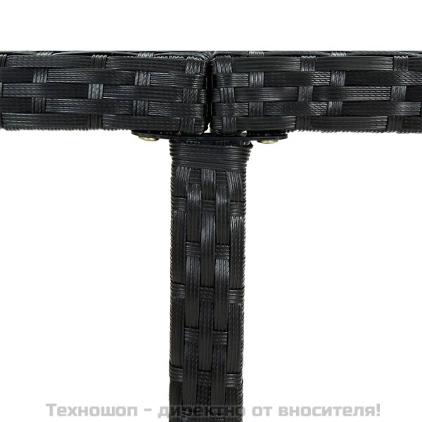 Градински комплект с възглавници, 5 части, полиратан, черен