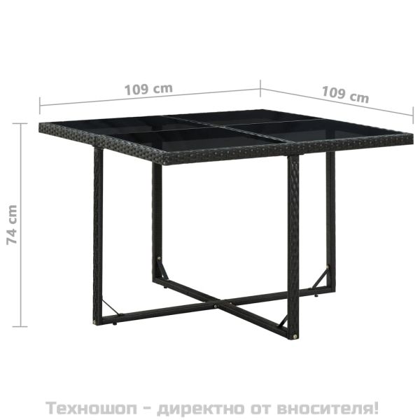 Градински комплект с възглавници, 5 части, полиратан, черен