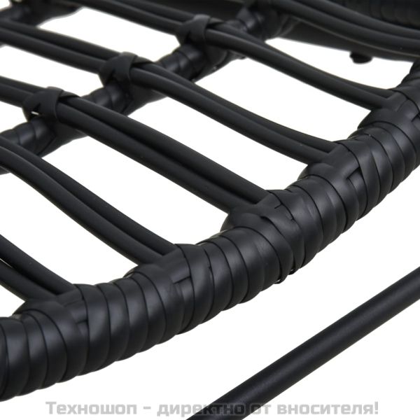 Градински стол, полиратан, черен