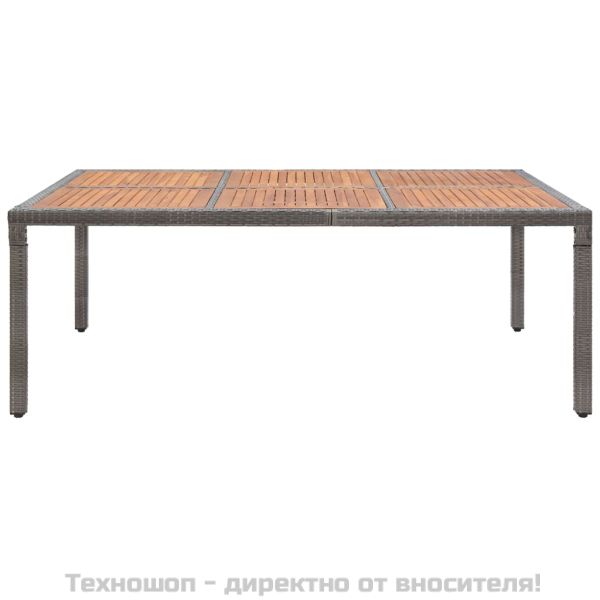 Градинска маса сива 200x150x74 см полиратан и акациево дърво