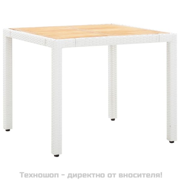 Градински трапезен комплект, 5 части, полиратан, бял