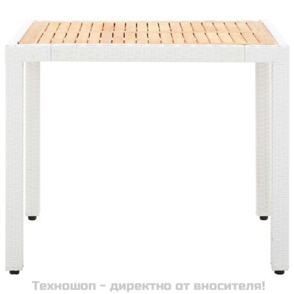 Градински трапезен комплект, 5 части, полиратан, бял