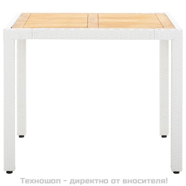 Градински трапезен комплект, 5 части, полиратан, бял