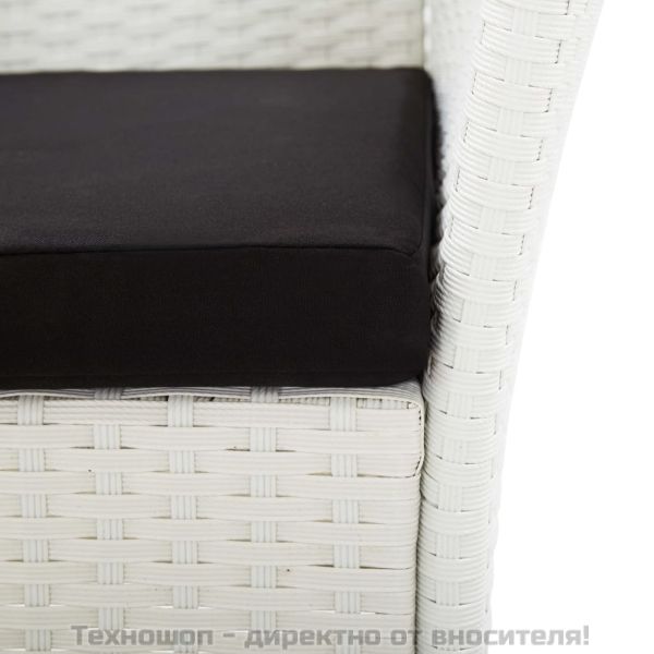 Градински трапезен комплект, 5 части, полиратан, бял