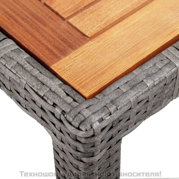 Градински комплект с възглавници, 9 части, полиратан, сив