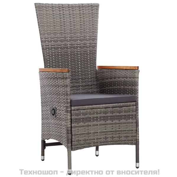 Градински комплект с възглавници, 9 части, полиратан, сив