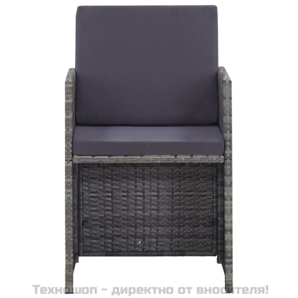 Градински комплект с възглавници, 9 части, полиратан, антрацит