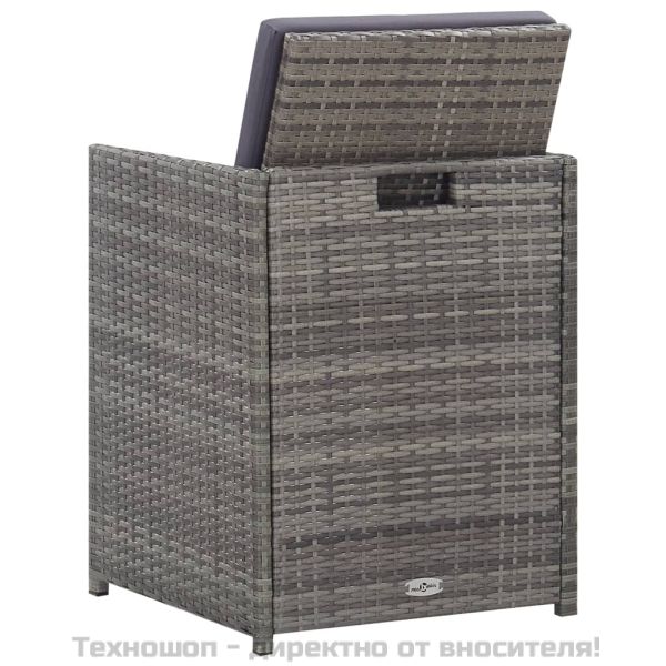 Градински комплект с възглавници, 9 части, полиратан, антрацит