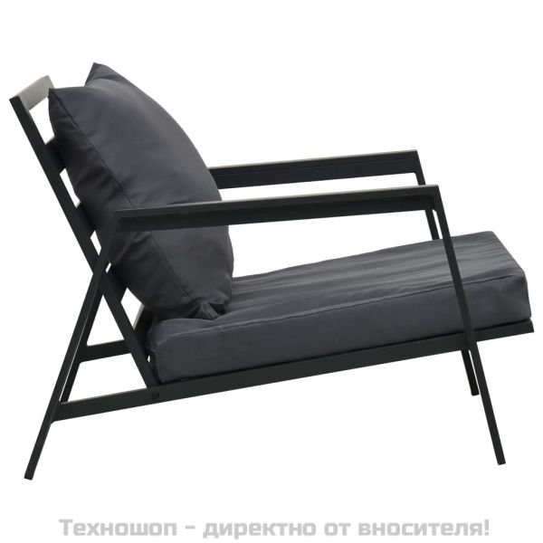 Градински комплект с възглавници, 5 части, алуминий, тъмносив