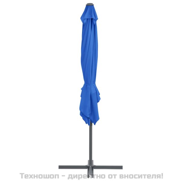 Конзолен градински чадър стоманен прът лазурносин 250x250 см