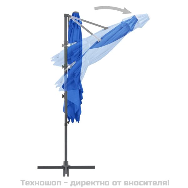 Конзолен градински чадър стоманен прът лазурносин 250x250 см