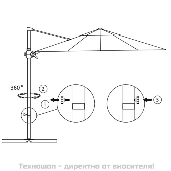 Конзолен градински чадър стоманен прът лазурносин 250x250 см