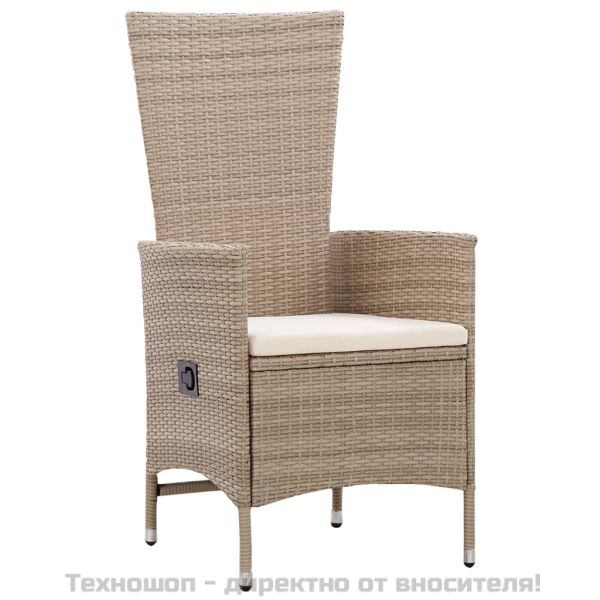 Градински комплект с възглавници, 9 части, бежов полиратан